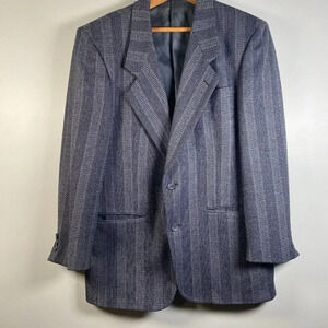 Vintage Andre Vachon Pure Wool S 38 Men’s Blazer Sports Coat Jacket Preppy Blue